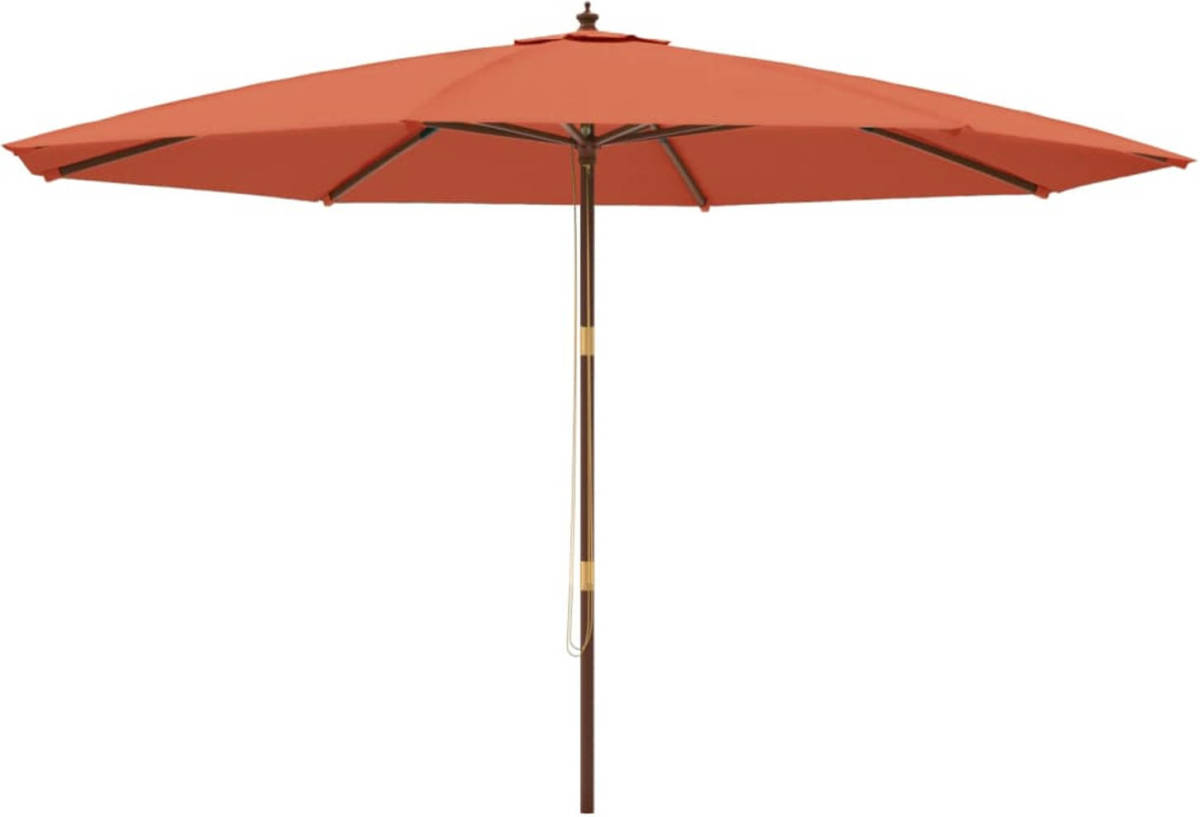 VidaXL Parasol met houten paal 400x273 cm terracottakleurig