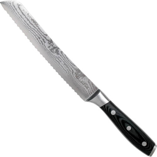 Eden Classic Damast Broodmes 20 cm Keukenmes EQ2030-220 Kartelmes voor Brood, Groenten, Fruit en Taart, Damaststaal