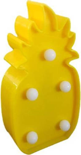 Basic Mini LED Ananas lampje met 5 led lampjes - Geel - Kunststof - 6.5 x 2.5 x 12 cm