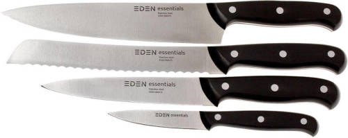 Eden Essentials Messenset 4-delig, 2000-S04, Set met Koksmes, Universeelmes, Officemes en Broodmes, Roestbestendig