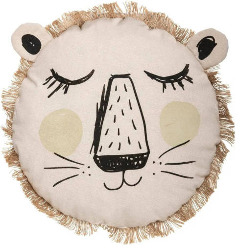 Atmosphera Dieren sierkussen kinderkamer - leeuw - 38 cm - polyester - Sierkussens