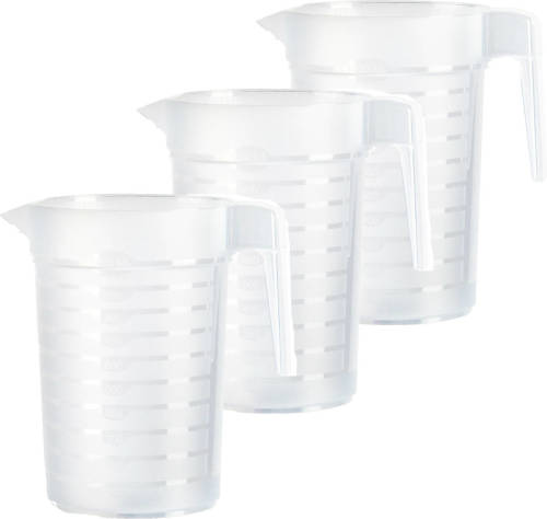 Forte Plastics Waterkan/schenkkan - 3x - transparant - 2000 ML - kunststof - Schenkkannen