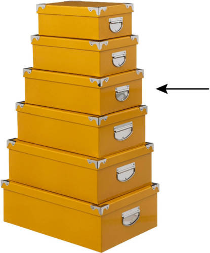 5five Opbergdoos/box - geel - L36 x B24.5 x H12.5 cm - Stevig karton - Yellowbox - Opbergbox