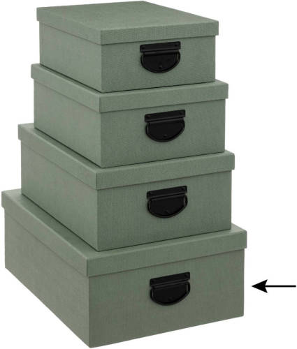5five Opbergdoos/box - groen - L39 x B30 x H16 cm - Stevig karton - Industrialbox - Opbergbox