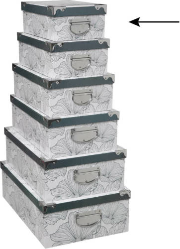 5five Opbergdoos/box - Art-deco wit - L28 x B19.5 x H11 cm - Stevig karton - Artdecobox - Opbergbox