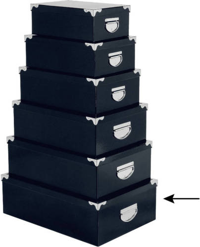 5five Opbergdoos/box - donkerblauw - L48 x B33.5 x H16 cm - Stevig karton - Bluebox - Opbergbox