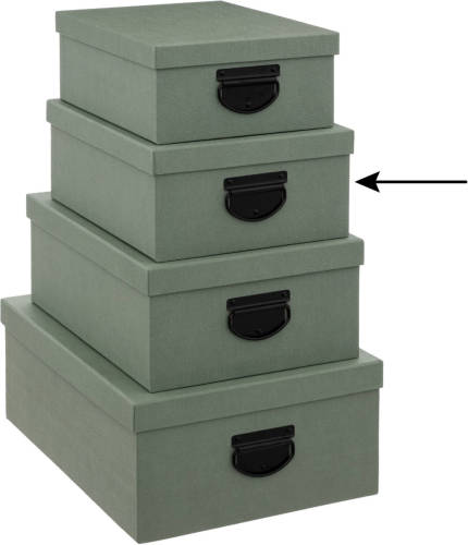5five Opbergdoos/box - groen - L30 x B24 x H12 cm - Stevig karton - Industrialbox - Opbergbox