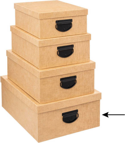 5five Opbergdoos/box - goudgeel - L39 x B30 x H16 cm - Stevig karton - Industrialbox - Opbergbox