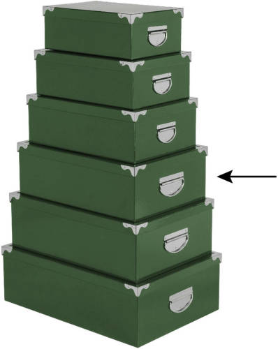 5five Opbergdoos/box - groen - L40 x B26.5 x H14 cm - Stevig karton - Greenbox - Opbergbox