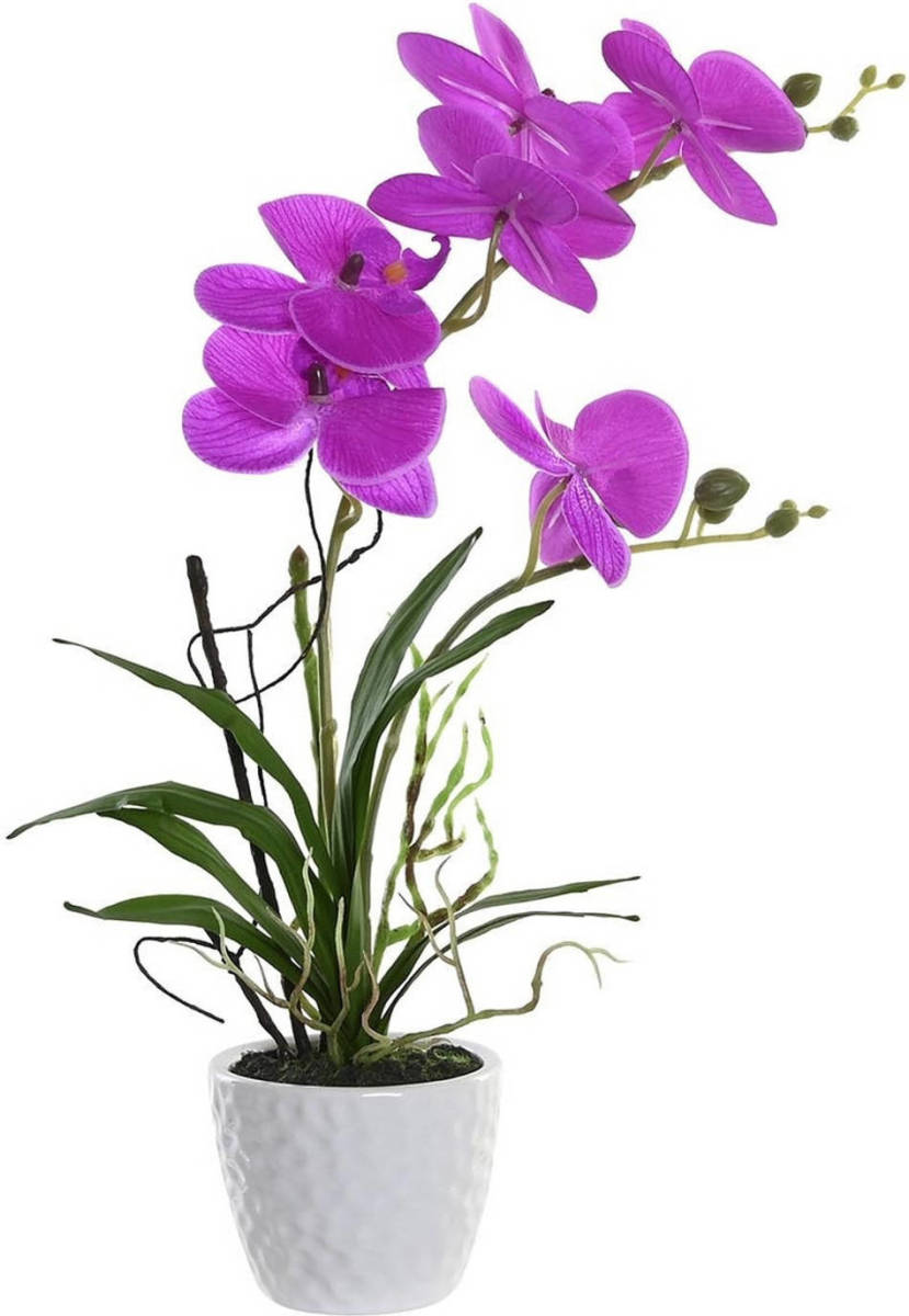 Items Orchidee bloemen kunstplant in witte bloempot - roze bloemen - H45 cm - Kunstplanten