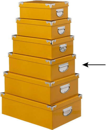 5five Opbergdoos/box - geel - L40 x B26.5 x H14 cm - Stevig karton - Yellowbox - Opbergbox