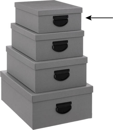 5five Opbergdoos/box - donkergrijs - L28 x B22 x H11 cm - Stevig karton - Industrialbox - Opbergbox