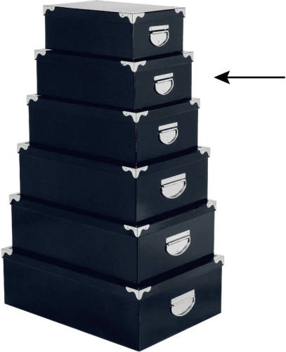 5five Opbergdoos/box - donkerblauw - L32 x B21.5 x H12 cm - Stevig karton - Bluebox - Opbergbox