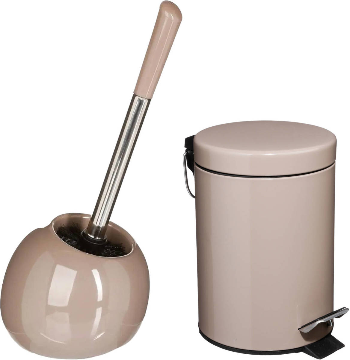 5five Badkamer accessoires set - taupe - pedaalemmer/wc-borstel - Toiletborstels