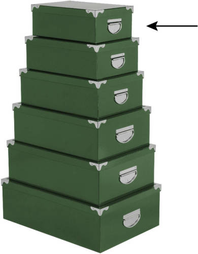 5five Opbergdoos/box - groen - L28 x B19.5 x H11 cm - Stevig karton - Greenbox - Opbergbox