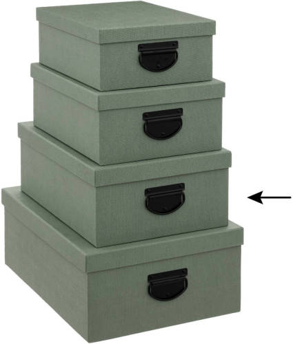 5five Opbergdoos/box - groen - L35 x B26 x H14 cm - Stevig karton - Industrialbox - Opbergbox