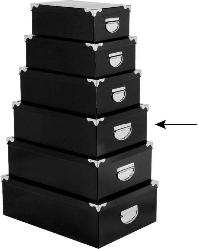 5five Opbergdoos/box - zwart - L40 x B26.5 x H14 cm - Stevig karton - Blackbox - Opbergbox