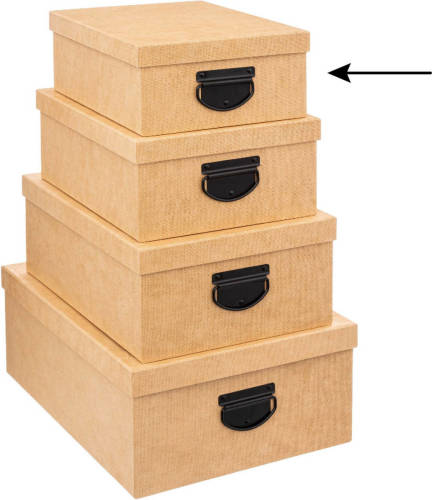 5five Opbergdoos/box - goudgeel - L28 x B22 x H11 cm - Stevig karton - Industrialbox - Opbergbox