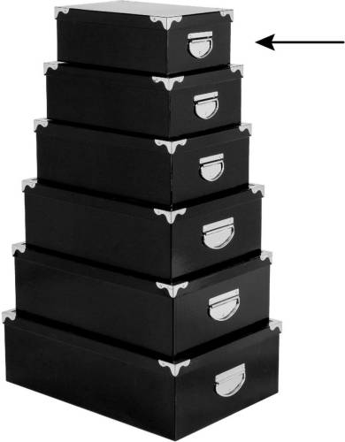 5five Opbergdoos/box - zwart - L28 x B19.5 x H11 cm - Stevig karton - Blackbox - Opbergbox