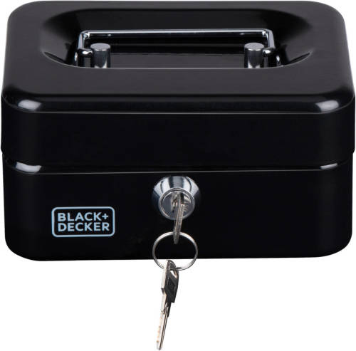 BLACK+DECKER Geldkistje met Sleutel - Uitneembare Lade 6 Vakken - Incl. 2 Sleutels - 20 x 16 x 9 CM - Metaal