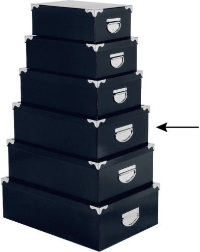 5five Opbergdoos/box - donkerblauw - L40 x B26.5 x H14 cm - Stevig karton - Bluebox - Opbergbox