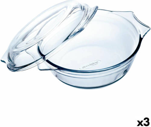 Eurocuisine Ovenschaal Ô Cuisine Met deksel 21,5 x 18 x 8,5 cm Transparant Glas (3 Stuks)