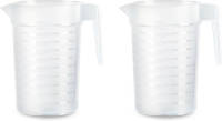 Forte Plastics Waterkan/schenkkan - 2x - transparant - 1000 ML - kunststof - Schenkkannen