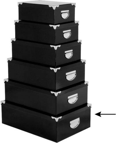 5five Opbergdoos/box - zwart - L48 x B33.5 x H16 cm - Stevig karton - Blackbox - Opbergbox