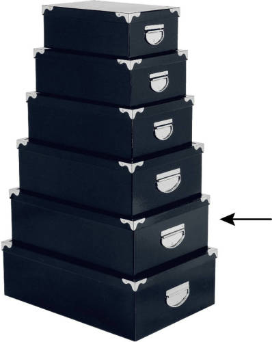 5five Opbergdoos/box - donkerblauw - L44 x B31 x H15 cm - Stevig karton - Bluebox - Opbergbox
