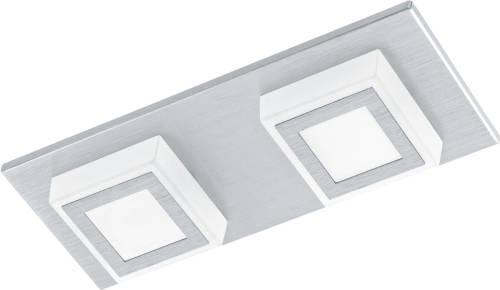Eglo  Masiano - Plafondlamp - 2 Lichts - LED - Aluminium-Geborsteld - Gesatineerd