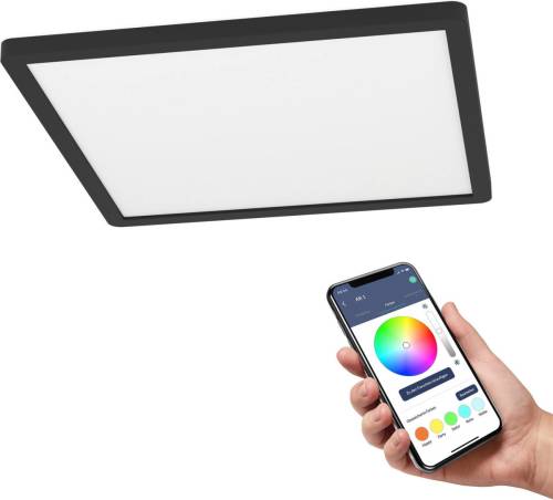 Eglo  connect.z Rovito-Z Smart Plafondlamp - 29,5 cm - Zwart/Wit - Instelbaar RGB & wit licht - Dimbaar - Zigbee