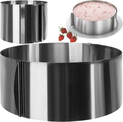 Iso Trade Verstelbare bakvorm/ cakevorm voor zoet en hartig - Bak ring - In diameter verstelbaar van 16 tot 30 cm - Zilver