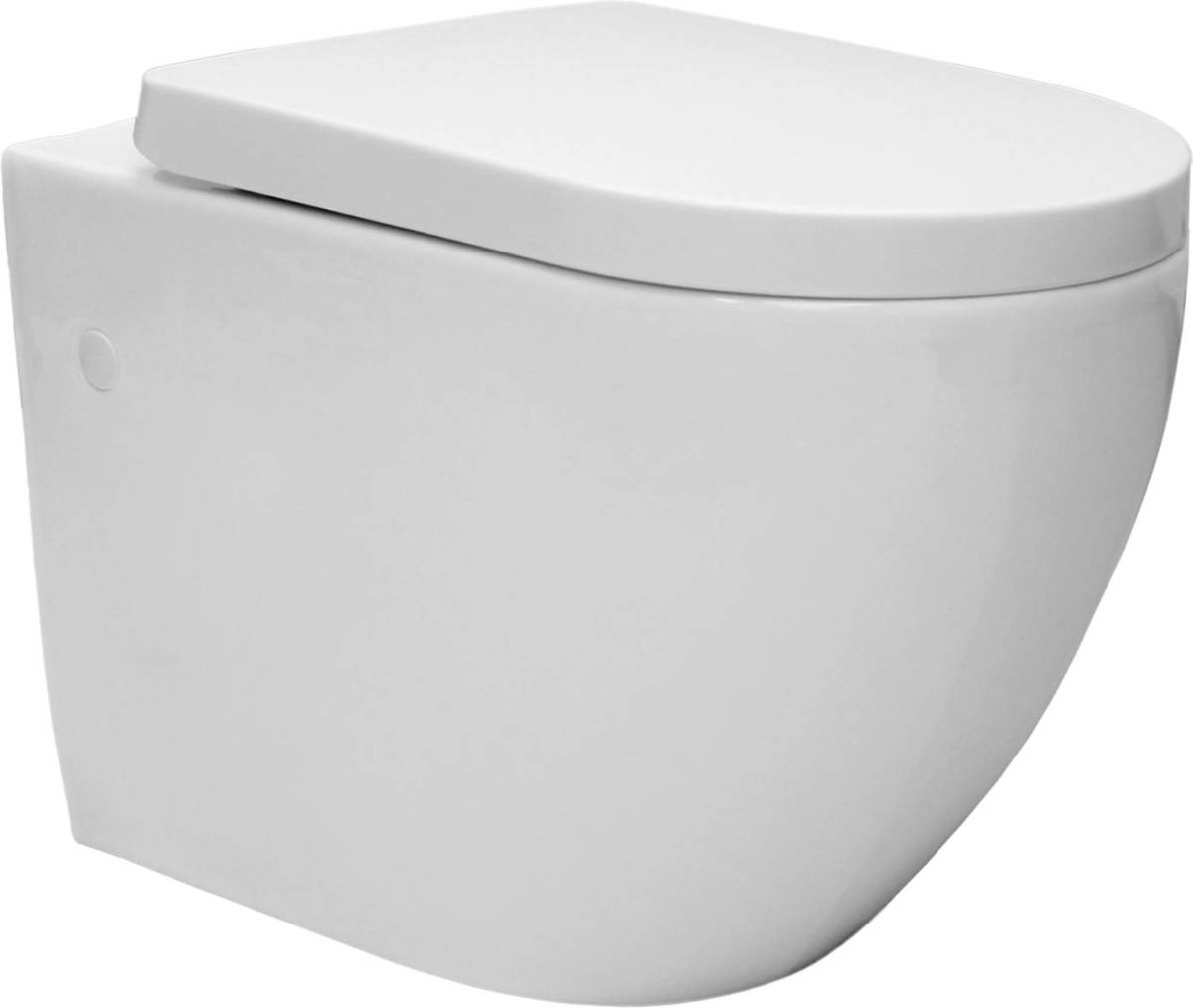 ECD Germany Spoelrandloze wand Hangtoilet in keramiek Zacht-Sluiten-Wit
