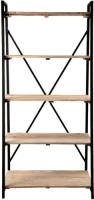 Clayre & Eef Boekenrek 90x47x191 cm Zwart Hout Ijzer Rechthoek Opbergrek Rek Zwart Opbergrek Rek