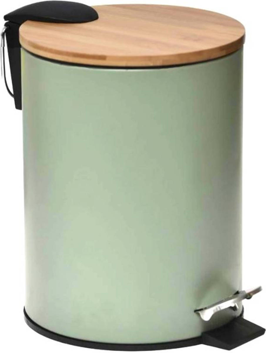 Orange85 Pedaalemmer - Prullenbak - Groen - 3 Liter - Bamboe en metaal