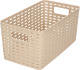 Forte Plastics Rotan gevlochten opbergmand/opbergbox kunststof - Taupe - 15 x 28 x 13 cm - Opbergbox