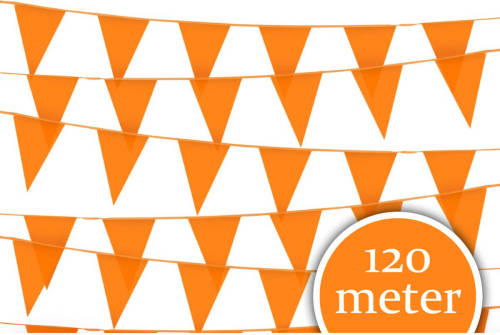 Made in Holland Oranje Versiering 12 stuks Vlaggenlijn 10 meter Oranje Vlaggetjes