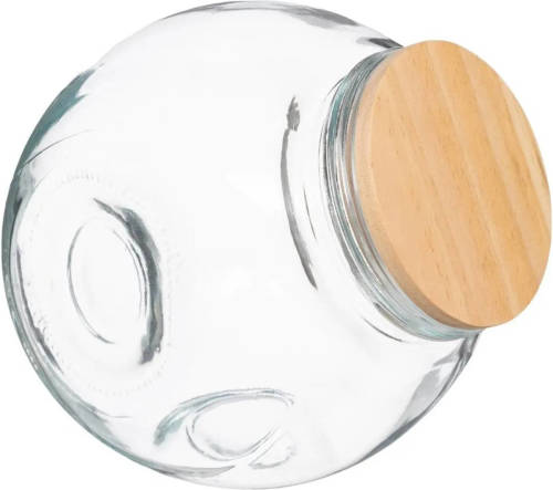 5five Snoeppot/voorraadpot 2,1L glas met houten deksel - Voorraadpot