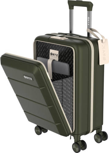 Onyx ® Handbagage Koffer 35 L - Spinner wielen - Lichtgewicht Trolley - Dubbel TSA Slot - Handig voorvak - 55 cm - Olive