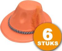 Made in Holland Oranje Feesthoed 6 stuks Oranje Hoed met Veer Feestartikelen Oranje Hoofddeksel Feestkleding EK/WK Voetbal