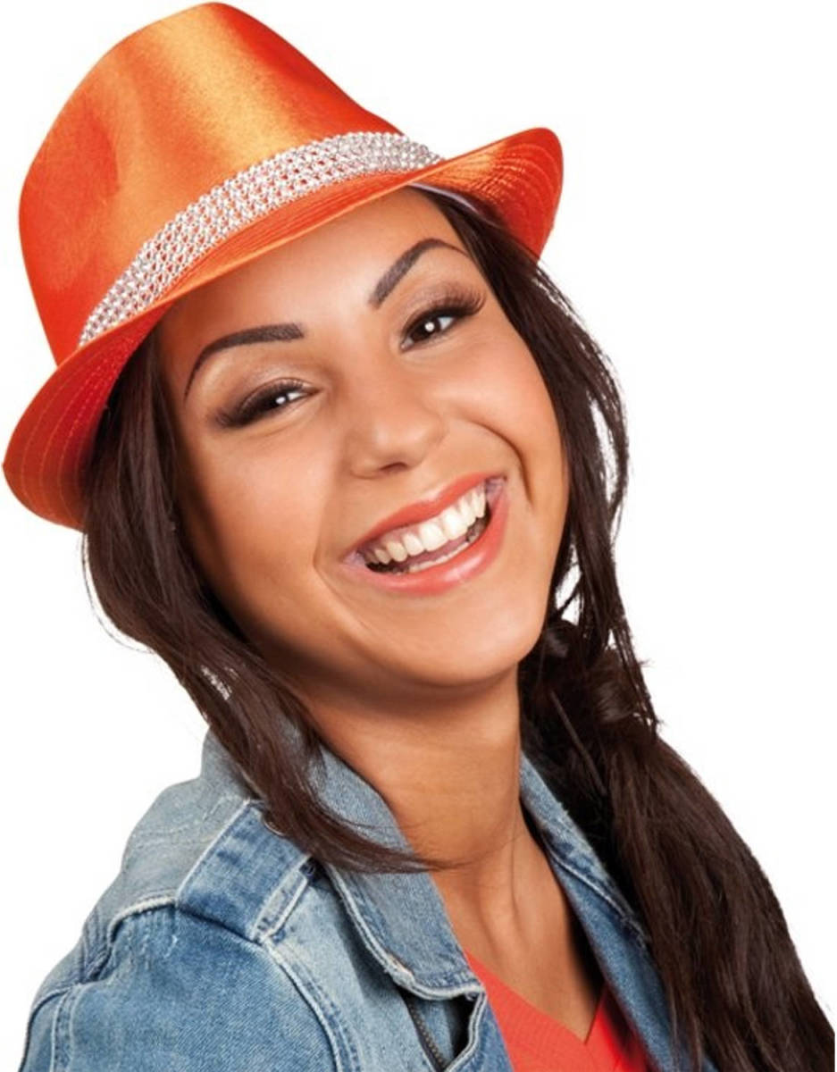 Boland Oranje Hoed - Model Popstar Bling Bling