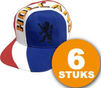 Made in Holland Oranje Feestpet 6 stuks Pet ""Holland"" Feestkleding EK/WK Voetbal Rood-Wit-Blauw Oranje Versiering Versierpakket