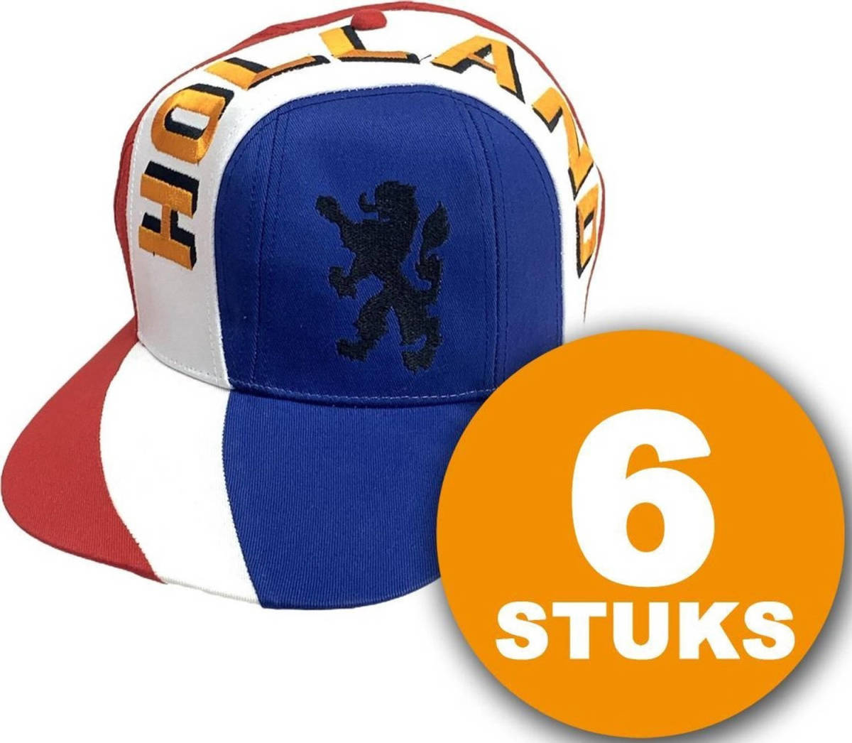 Made in Holland Oranje Feestpet 6 stuks Pet ""Holland"" Feestkleding EK/WK Voetbal Rood-Wit-Blauw Oranje Versiering Versierpakket