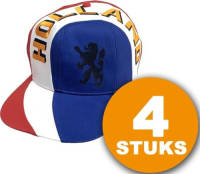 Made in Holland Oranje Feestpet 4 stuks Pet ""Holland"" Feestkleding EK/WK Voetbal Rood-Wit-Blauw Oranje Versiering Versierpakket