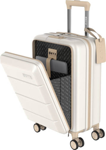 Onyx ® Handbagage Koffer 35 L - Spinner wielen - Lichtgewicht Trolley - Dubbel TSA Slot - Handig voorvak - 55 cm - Beige