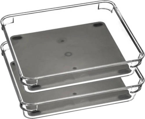 Secret de Gourmet Set van 2x stuks bestekbakken/keuken organizers 1-vaks Tidy Smart grijs transparant kunststof 23,2 x - Bestekbakken