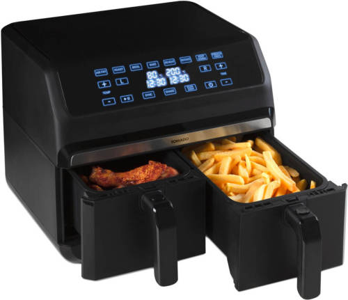 Tomado TAF8001B - Dubbele airfryer - 2 x 4 liter inhoud - 1700 watt - 8 automatische programma's - Zwart