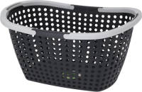 Excellent Houseware Kunststof wasmand met handvatten - zwart - 15 liter - 44 x 32 x 22 cm - Wasmanden