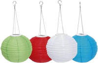 Orange85 Lampion Set - van 4 Kleuren - 28cm - Solar - LED Verlichting - Kunststof - Papier
