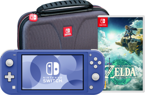 Nintendo Switch Lite Blauw + Zelda: Tears of the Kingdom + Bigben beschermhoes